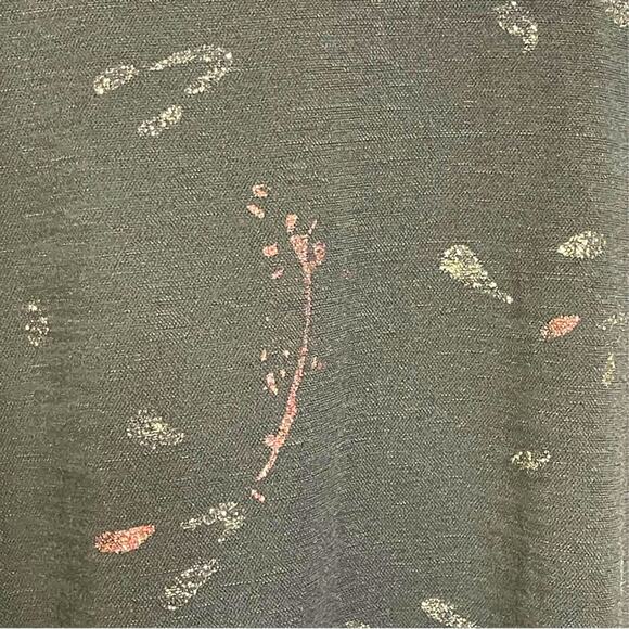 Zara short sleeve shirt black tee sparkly red metallic flowy loose fit size L - Picture 5 of 5